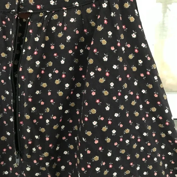 Vtg🎀Gunne Sax Black Calico Skirt Size S Prairie Midi Lace Trim👒🌾(RESERVED) - Picture 12 of 15